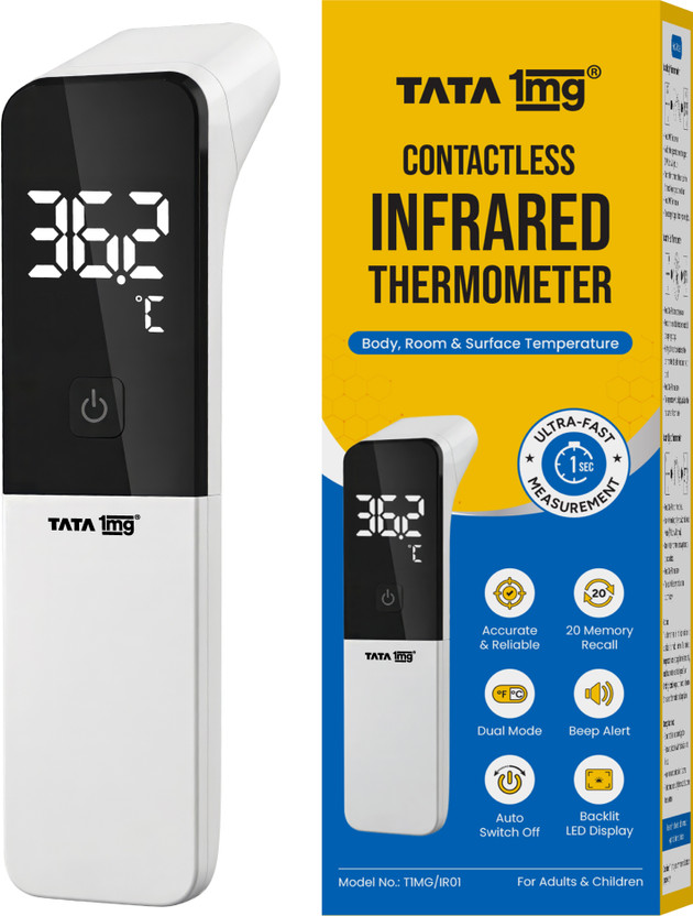 TATA 1mg Contactless Infrared Thermometer with Fever Alarm 765518 Thermometer(White)
