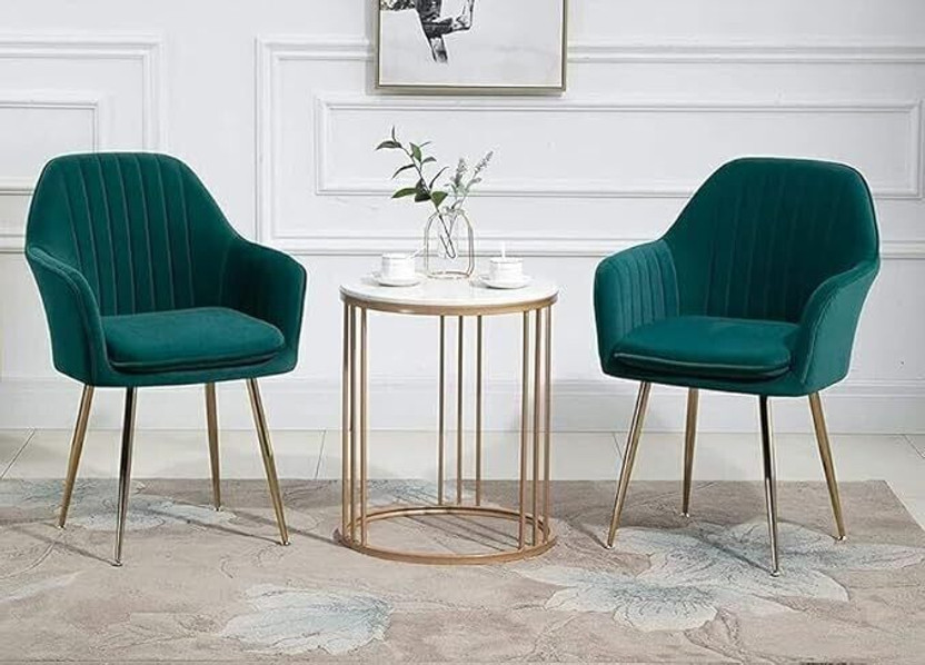 Toxigo Velvet Dining Chairs, Cushion Seat Chair for Living Room Bedroom Restaurant Fabric Dining Chair(Set of 2, Finish Color - Green)