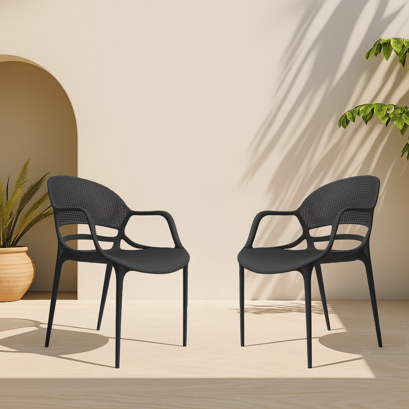 Diya Diya Sunset Strong PP Build, Lightweight, Stackable, Home, Balcony, Living Room, Cafe Plastic Outdoor Chair(Weight Bearing Upto 220kg | 1 Year Warranty | (Color: BLACK), Pre-assembled) - Flipkart Deal