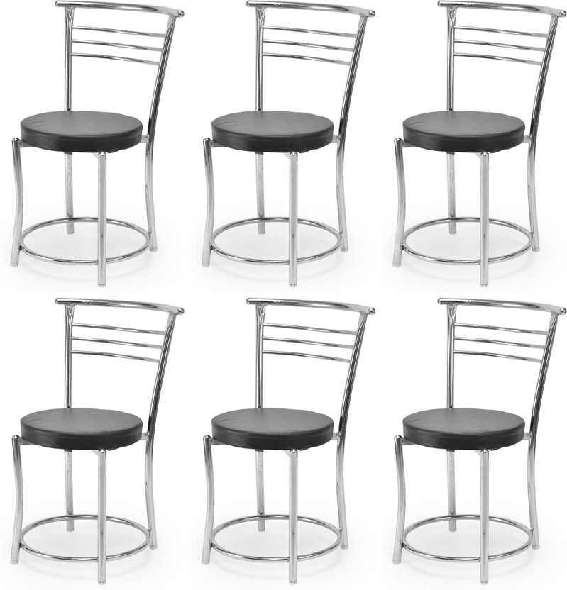 SOMRAJ Leatherette Dining Chair(Set of 6, Finish Color - BLACK)