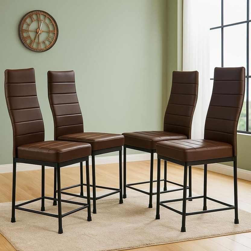zidle Bloom Nx Premium Synthetic Leather Metal Dining Chair with Metal Legs Foam Dining Chair(Set of 4, Finish Color - Premium Leather)