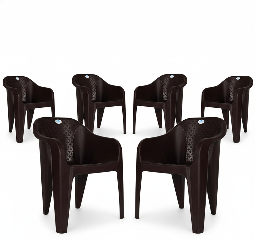 HOMIBOSS chairs for home, outdoor, garden, events, resturant Plastic Dining Chair(Set of 6, Finish Color - Dark Brown)