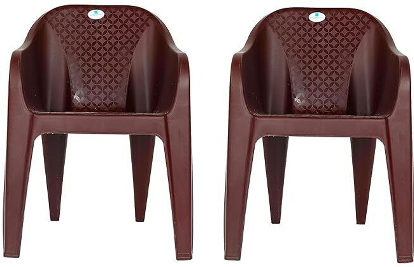HOMIBOSS Plastic chairs set of 2 for office, home, office, garden outdoor, dining, indoor Plastic Dining Chair(Set of 2, Finish Color - BROWN)