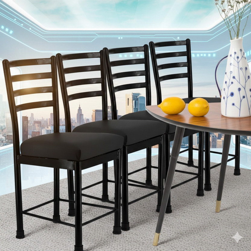 zidle Bloom Nx Premium Synthetic Leather Metal Dining Chair with Metal Legs Foam Dining Chair(Set of 4, Finish Color - Premium Rexine)