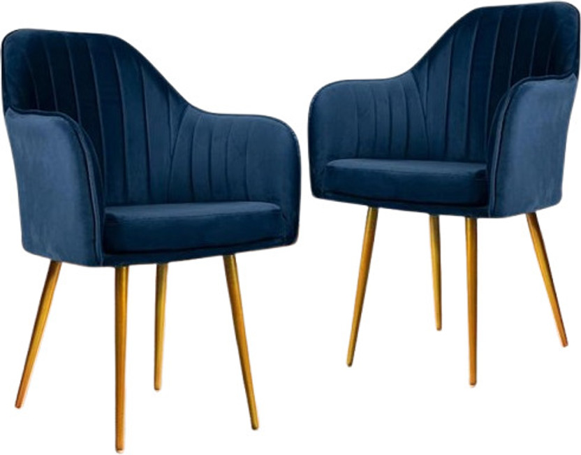 NEXON Velvet Dining Chairs, Cushion Seat Chair for Living Room Bedroom Restaurant Fabric Dining Chair(Set of 2, Finish Color - Navy)