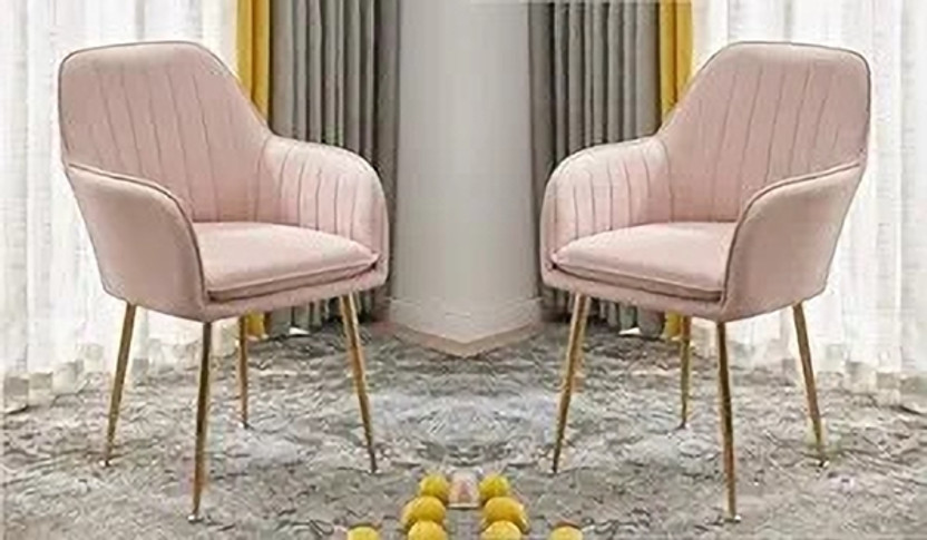 Toxigo Velvet Dining Chairs, Cushion Seat Chair for Living Room Bedroom Restaurant Fabric Dining Chair(Set of 2, Finish Color - Baby Pink)