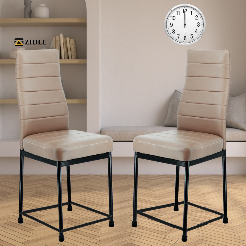 zidle Bloom NxPremium Synthetic Leather Dining Chair with Metal Legs Foam Dining Chair(Set of 2, Finish Color - Premium Ivory cream Light Synthetic Leather)