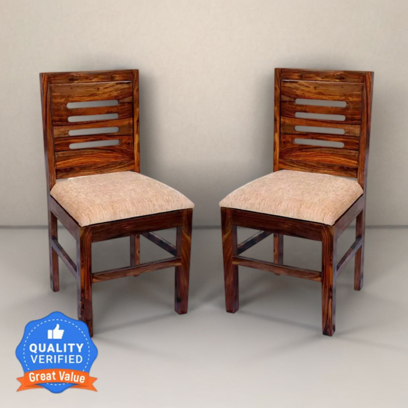 Kendalwood Furniture Living Room Chair Study Chair Multipurpose chair Solid Wood Dining Chair(Set of 2, Finish Color - Natural Brown with Cushions)
