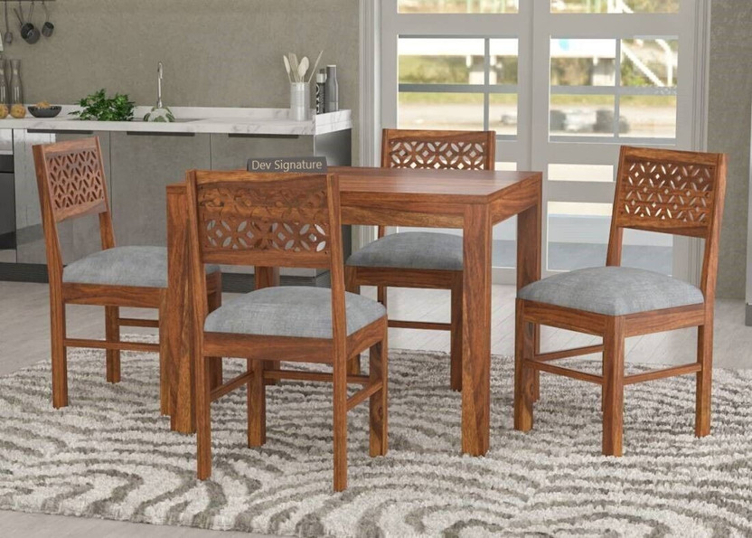 Devsignature Solid Sheesham Wood Four Seater Dining Set For Kitchen , Hotel , Restaurant Solid Wood 4 Seater Dining Set(Finish Color -Natural, DIY(Do-It-Yourself))