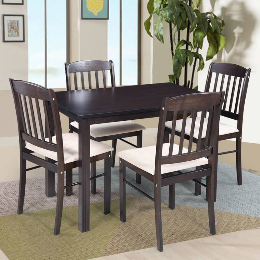 RoyalOak Solid Wood Solid Wood 4 Seater Dining Set (Finish Color -Brown, Knock Down)