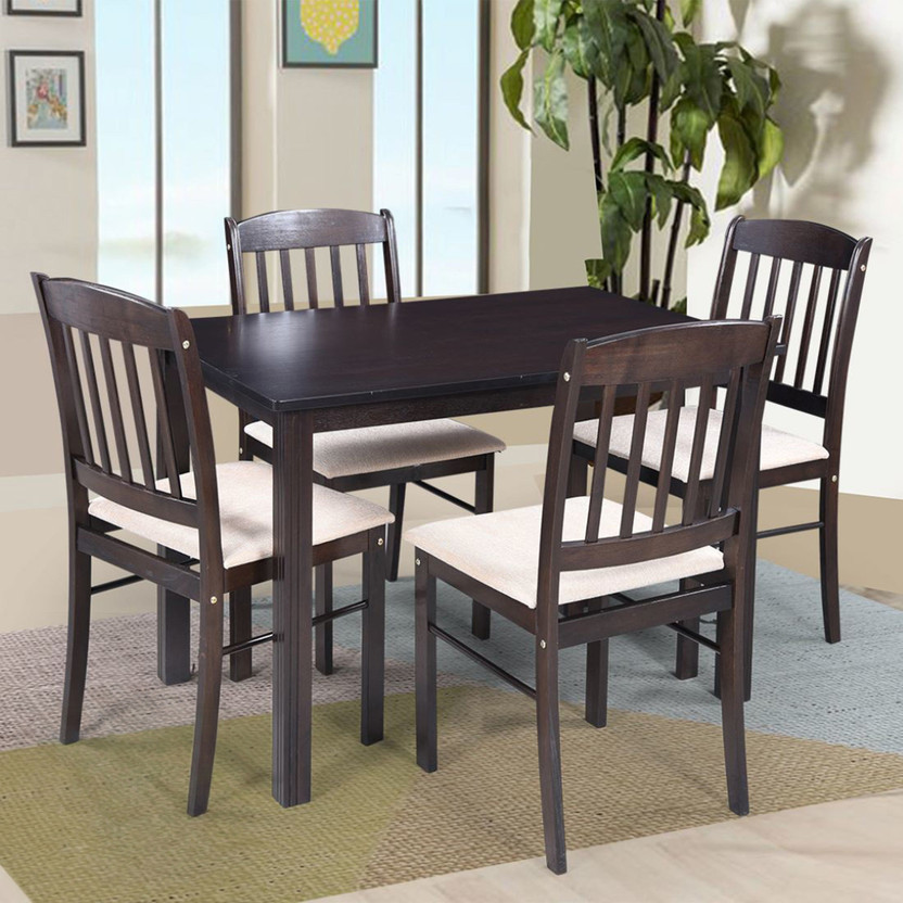 RoyalOak Solid Wood Solid Wood 4 Seater Dining Set(Finish Color -Brown, Knock Down)