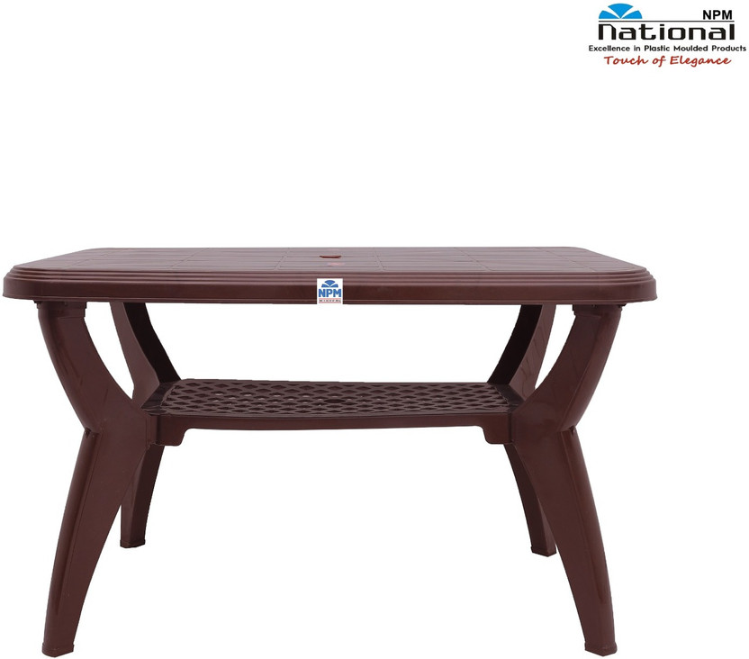 NPM NATIONAL MAHARAJA Premium Plastic Center Table for Living Room, Balcony & Garden Plastic 4 Seater Dining Table(Finish Color - BROWN, DIY(Do-It-Yourself))