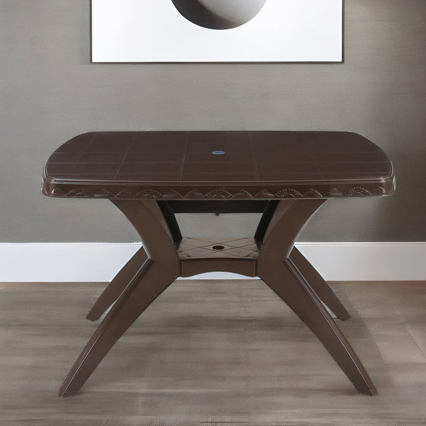 Nilkamal Nilkamal Shahenshah Kross Leg Rectangular 4 Seater Plastic Dining Table for Dining Room| Plastic 4 Seater Dining Table(Finish Color - Weather Brown, DIY(Do-It-Yourself)) - Flipkart Deal