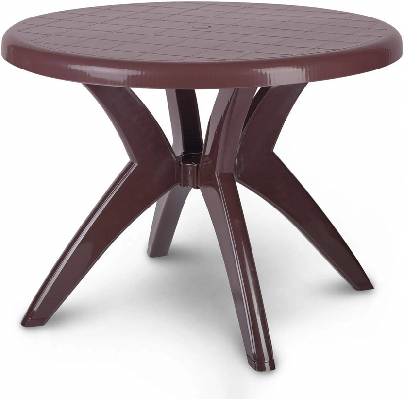 HOMIBOSS plastic round table for office, kitchen, study, garden Plastic 4 Seater Dining Table(Finish Color - BROWN, DIY(Do-It-Yourself))