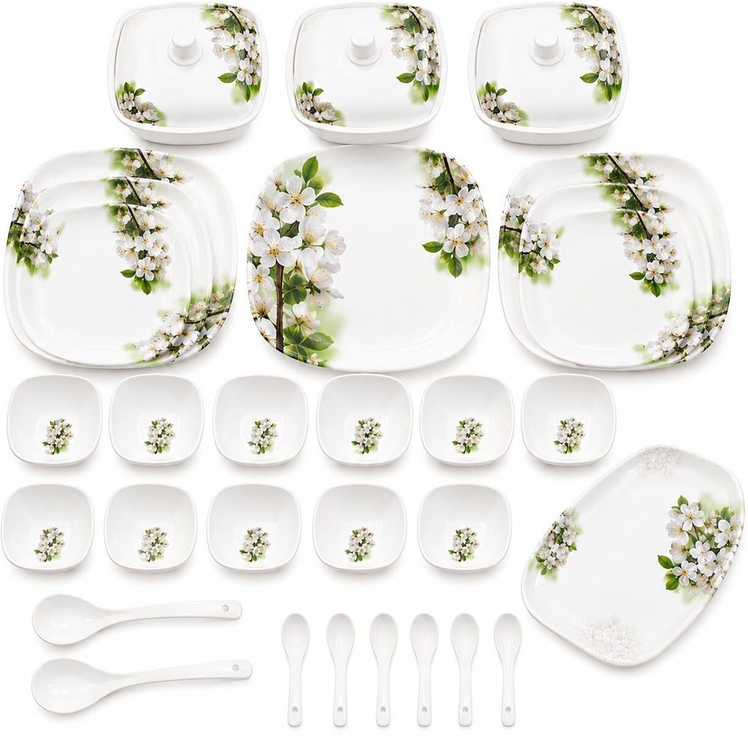 Arova Arova Pack of 40 Melamin 40 Piece Floral Melamine Dinner Set | Premium Crockery for Home & Family Dinner Set(Multicolor) - Flipkart Deal