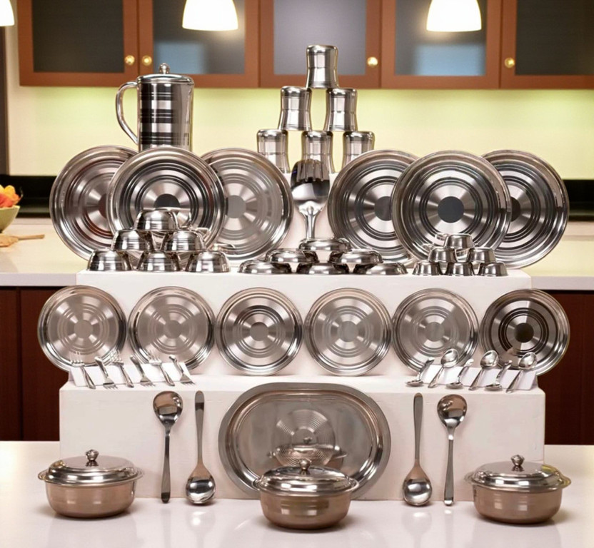 Flipkart SmartBuy Pack of 61 Stainless Steel Dinner Set(Silver)