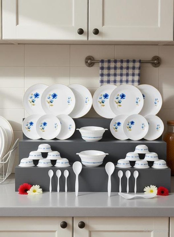 Solinc Pack of 36 Plastic Dinner Set (Microwave Safe) Dinner Set(Multicolor, Microwave Safe)