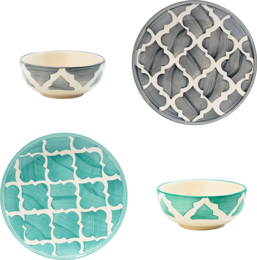 OICIA Pack of 4 Ceramic 4-Pcs Ceramic Crockery Set for Home, Ceramic Dinner Set for Gift, Breakfast Set Dinner Set(Multicolor, Microwave Safe)