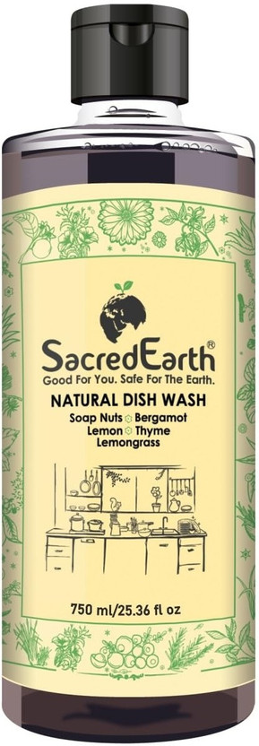 SacredEarth Dish Wash Liquid with Soap Nuts– 750 ML Dish Cleaning Gel(Natural Fragrance, 0.75 L)