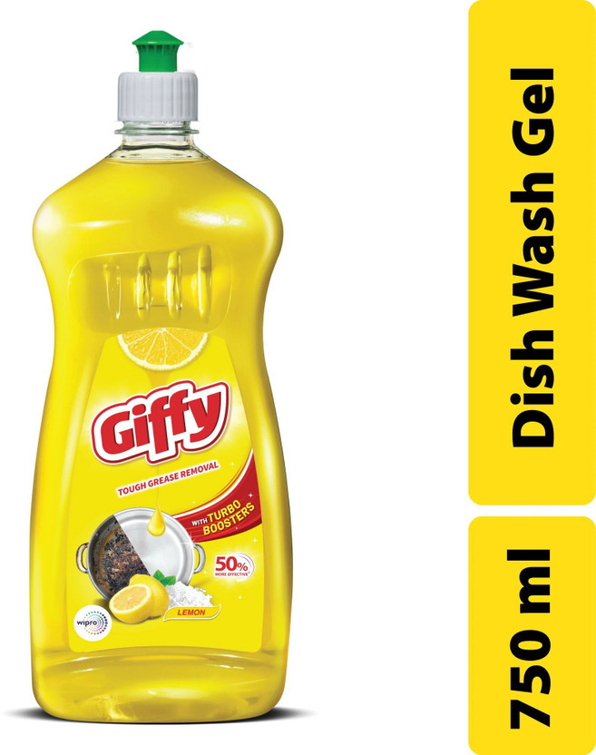 Giffy Concentrated Liquid Dish Wash Gel with Active Salt & Lemon Dish Cleaning Gel(Lemon, 750 ml)