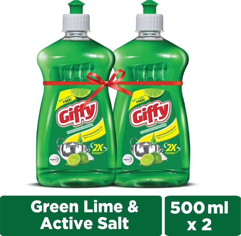 Giffy Green Lemon and Active Salt Dish Wash Utensil Cleaner, Tough