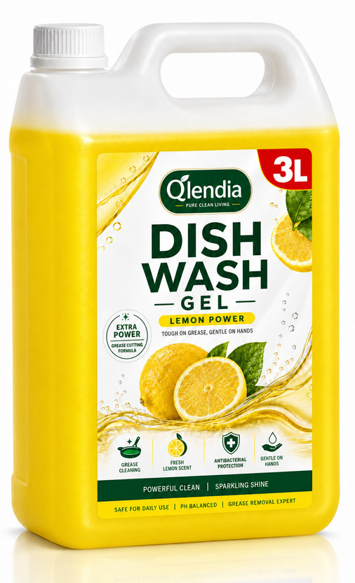 Qlendia Concentrated Liquid Lemon Dish Wash Gel with Active Salt Dish Cleaning Gel(Lemon, 3000 ml)