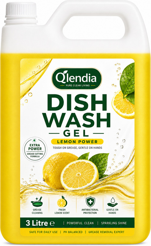 Qlendia Dishwashing Gel Lemon Fresh 10X Grease Cut Kitchen Cleaner Dish Cleaning Gel(Lemon, 3000 ml)