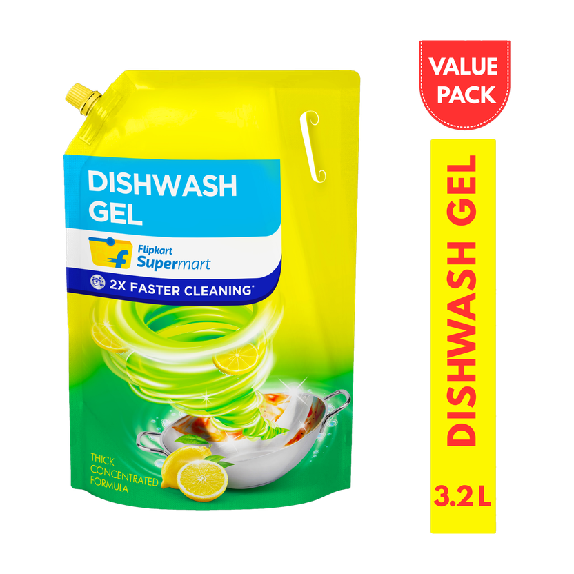 Flipkart Supermart Dish Cleaning Gel Dish Cleaning Gel(Lemon, 3.2 L)