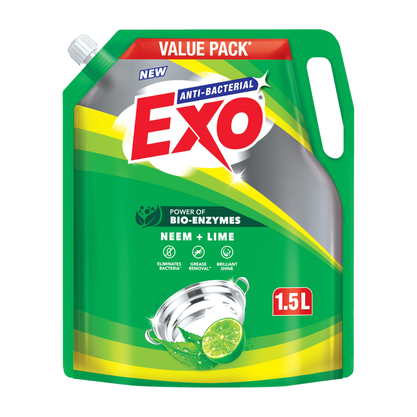 Exo Dishwash Liquid Neem & Lime with Bio-Enzymes Dish Cleaning Gel(Neem and Lime, 1.5 L)