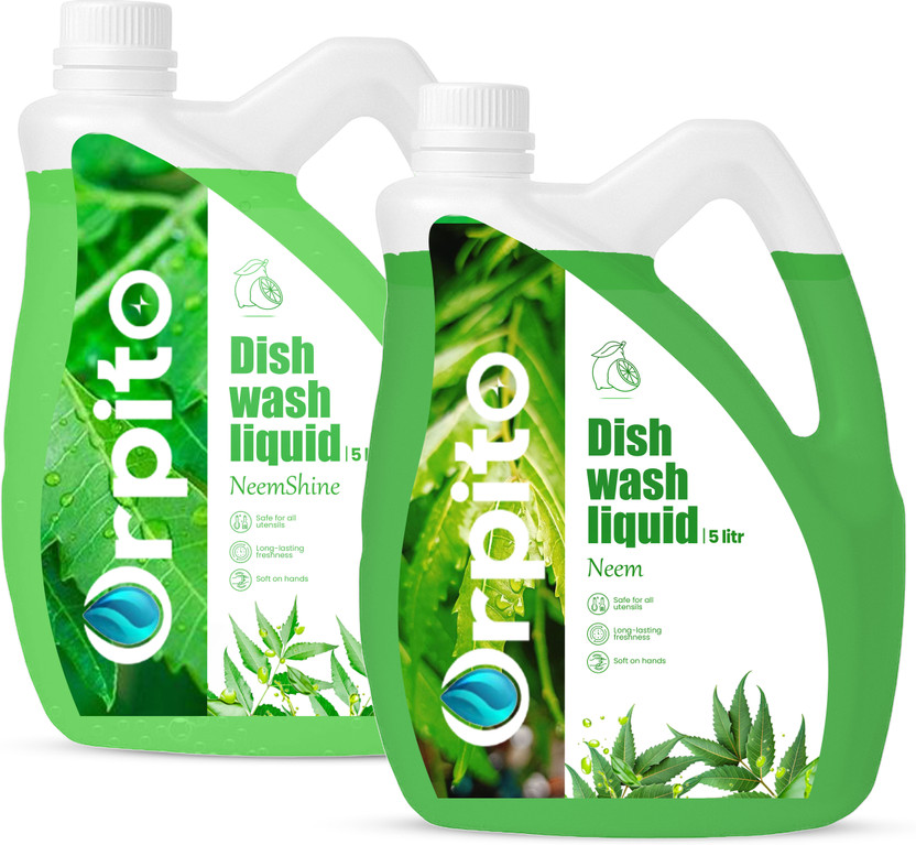 Orpito 10L Bulk Dishwash Liquid Refill Gel - Commercial & Household Cleaning Dish Cleaning Gel(Neem,Neem Shine, 2 x 5 L)
