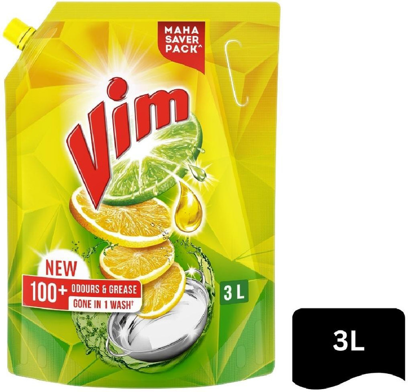 Vim Dishwash Core Dish Cleaning Gel(Lemon, 3 L)