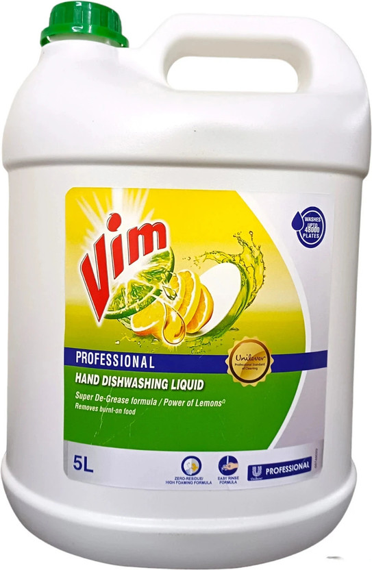 Vim Liquid Detergent GEL Dish Cleaning Gel(Lemon, 5 L)