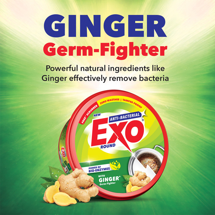 Exo Anti-Bacterial Round with Bio-Enzyme Ginger Dishwash Bar(250 g)