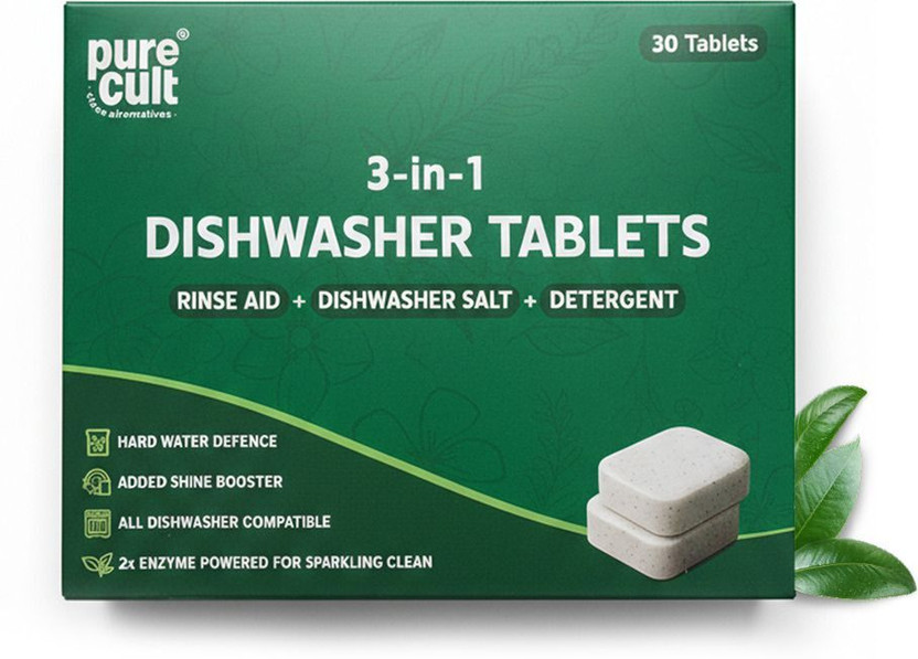 PureCult Eco-Friendly Dishwasher Tablets Dishwashing Detergent(30 Pod)