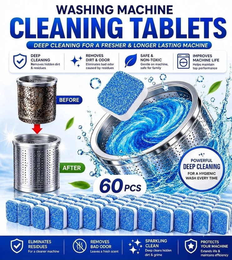 Fivora Fivora Top-Load & Front-Load Washing Machine Cleaner Tablets | Deep Clean (60 pcs Pack) Dishwashing Detergent(60 Tablet) - Flipkart Deal