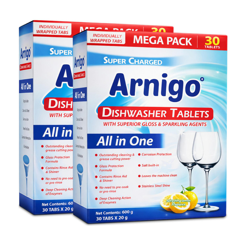 Arnigo Super Charged All In One Dishwasher Tablets for Outstanding Cleaning, Dishwashing Detergent(60 Tablet)