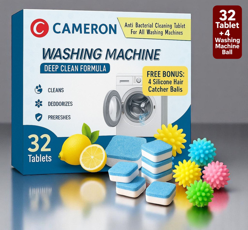 Cameron 4 Anti Bacterial Balls and Washing Drum Clean Tablets Dishwashing Detergent(32 Tablet)