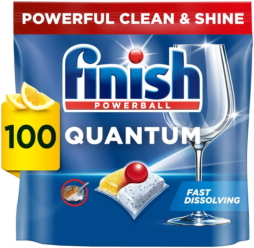 Finish Powerball Quantum 100 Tablet Lemon Dishwashing Detergent(100 Tablet)