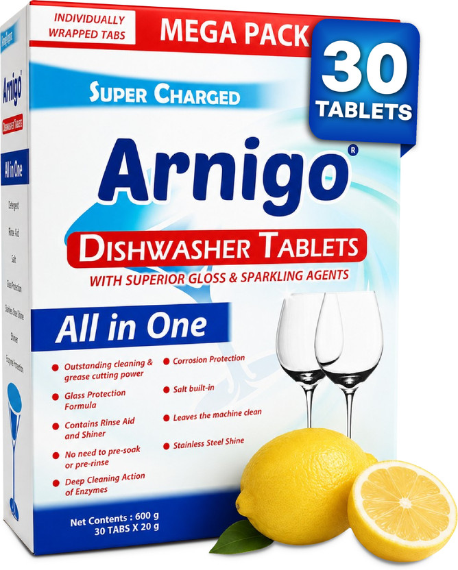 Arnigo All in One Dishwasher Tablets 30 Pc Dishwashing Detergent(30 Tablet)