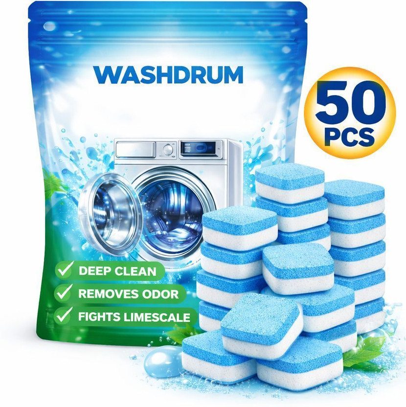 WashDrum Washing Machine Cleaner & Dishwashing Tablets — 50 Pieces Dishwashing Detergent(50 Tablet)
