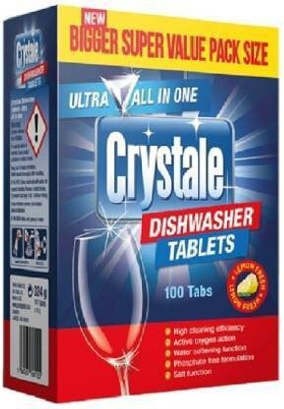 Crystale Ultra 5 In 1 Dishwasher 100 Tablets Dishwashing Detergent(1950 g)