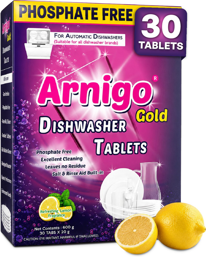 Arnigo Gold Dishwasher Tablets (30 Tablet) for Outstanding Cleaning, Phosphate Free, Dishwashing Detergent(30 Tablet)