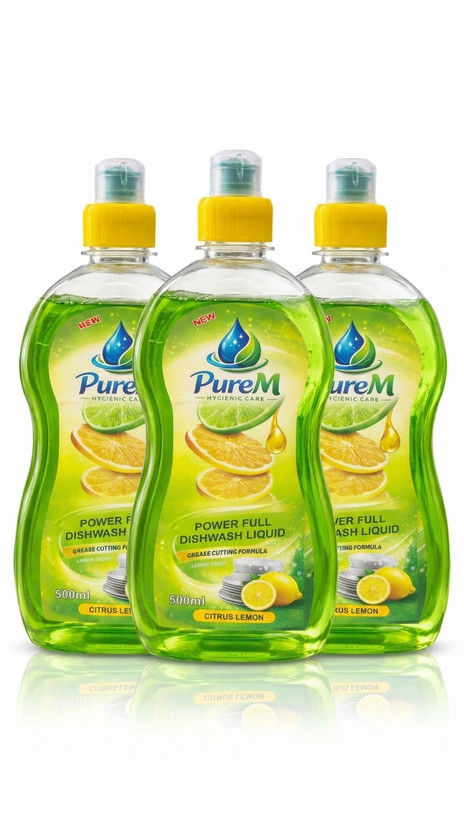 PureM Hygienic 2. PureM Dishwash Liquid Lemon Fresh 500ml Dishwashing Detergent(1.5 L)
