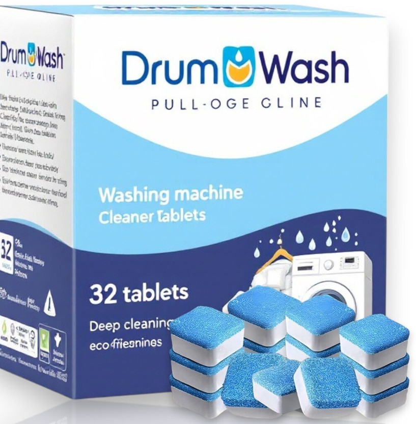 DrumFresh 32 Pcs Washing Machine Deodorizing Cleaner Tablets | Anti-Bacterial Action Dishwashing Detergent(32 Tablet)