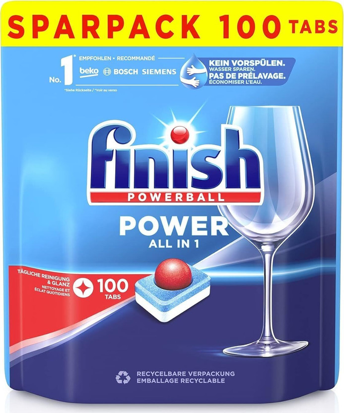 Finish Powerball Dishwasher Regular 100 Tablets Dishwashing Detergent(100 Tablet)