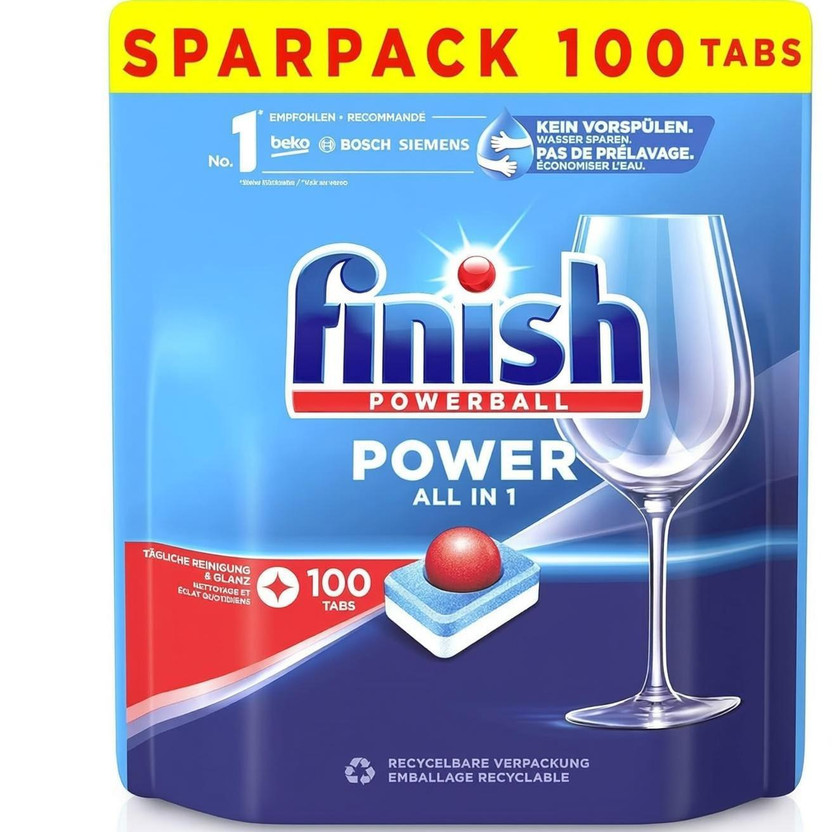 Finish Powerball Dishwasher Regular 100 Tablets Dishwashing Detergent(100 Tablet)