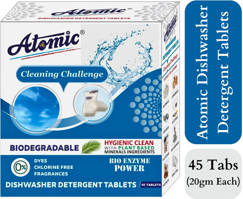 ATOMIC Dishwasher Detergent Tablets for Hygienic Cleaning, Pack of 1 (45 Tablets) Dishwashing Detergent(900 g)