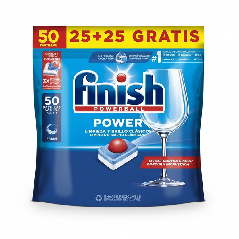 Finish Dishwasher Tablets Powerball 50 Fresh Dishwashing Detergent(50 Tablet)