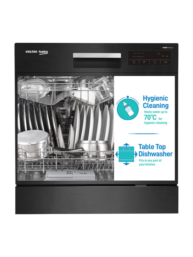 Voltas Beko by  A TATA Product DT8B Free Standing 8 Place Settings Intensive Kadhai Cleaning| No Pre-rinse Required Dishwasher
