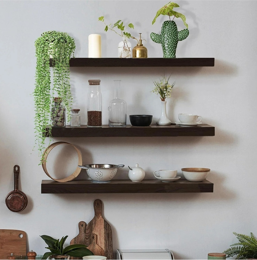 classiconline Wall Mount 3 shelf new Engineered Wood Display Unit(Finish Color - Brown, Pre-assembled)